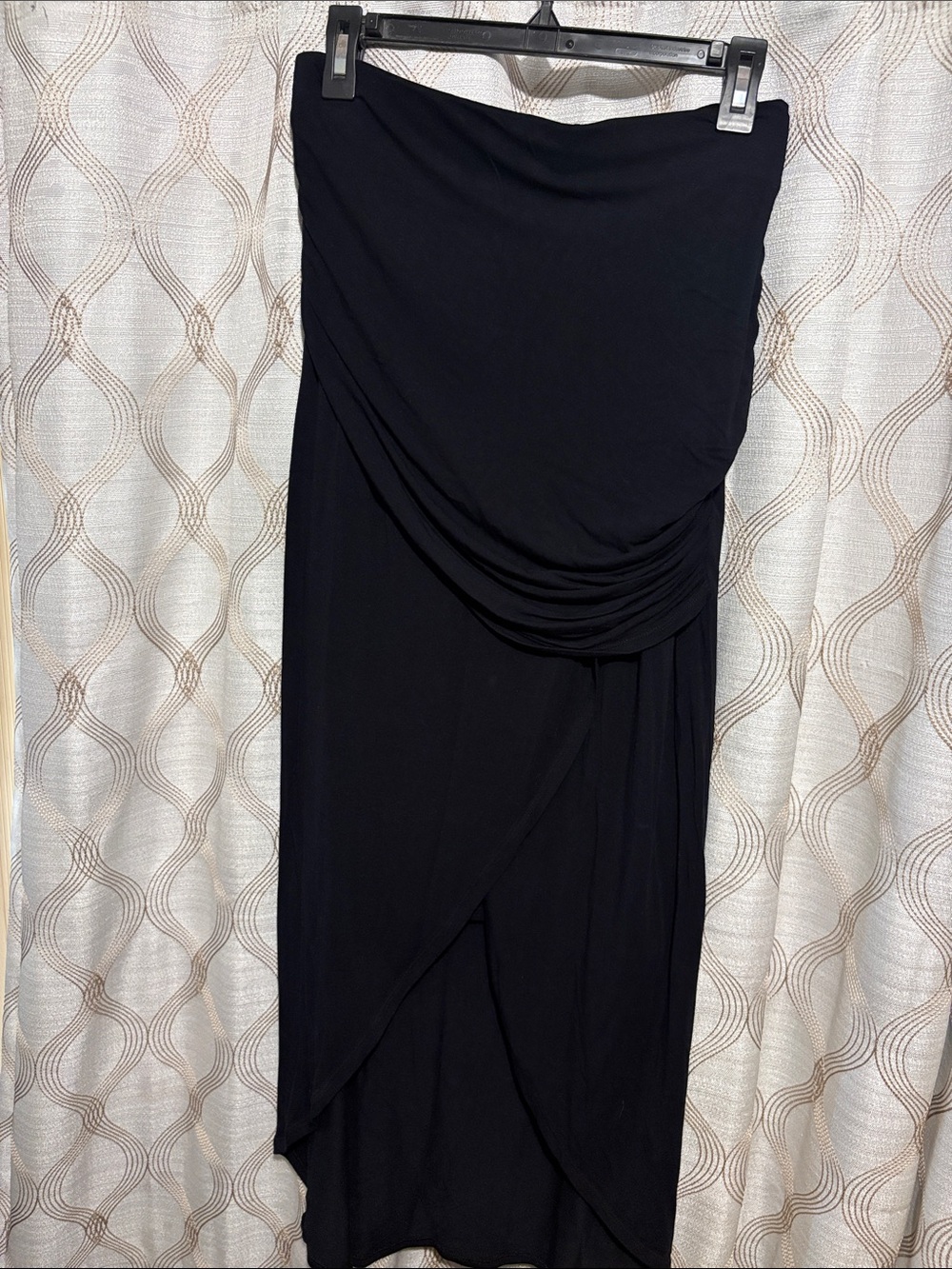 CAbi Black Draped Wrap Midi Skirt